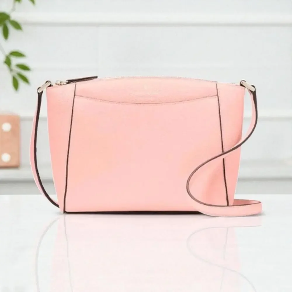 Kate Spade Monica Crossbody Pebbled Leather Purse Tea Rose Pink WKR00258